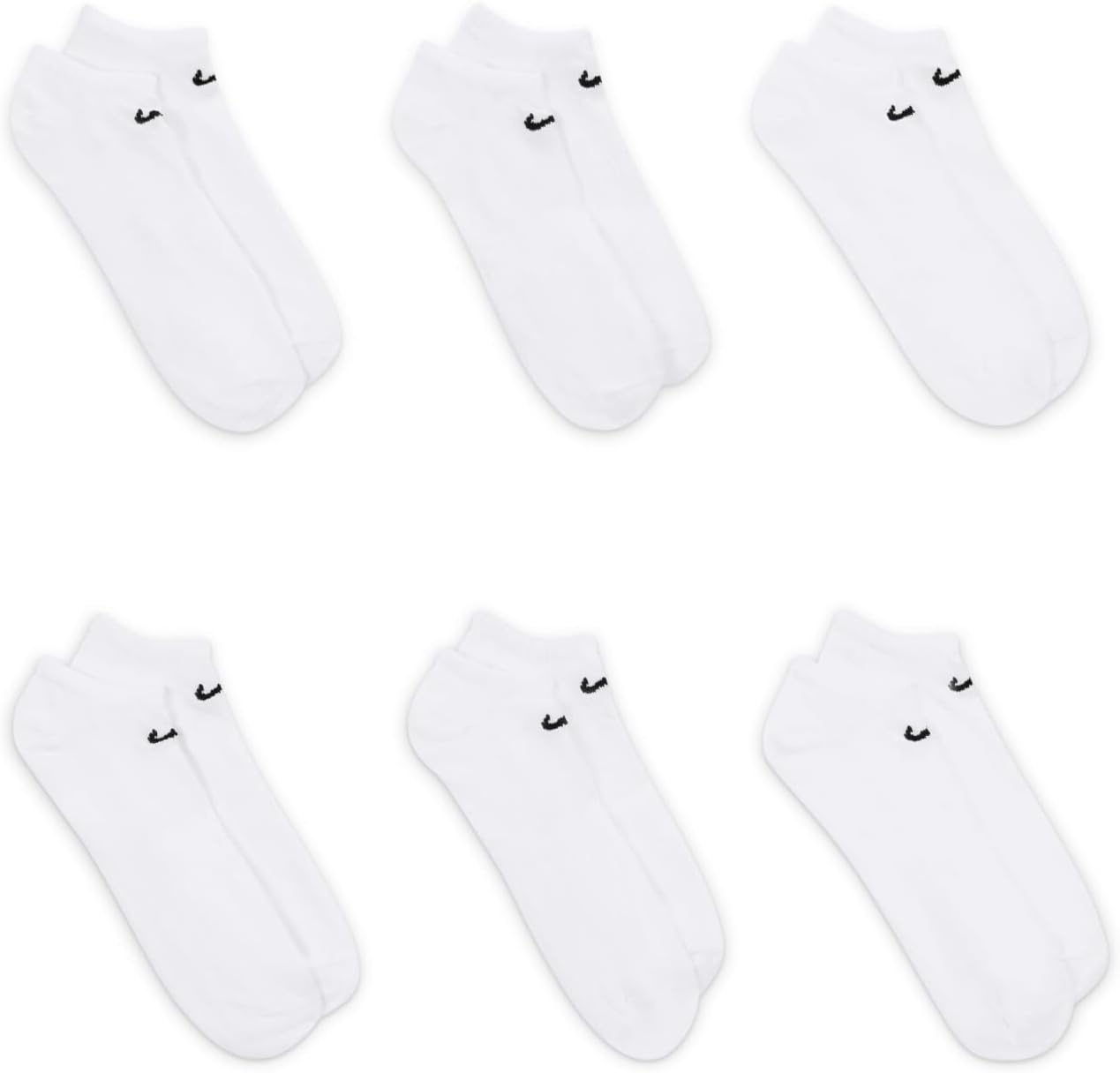 image:imageNike Unisex Adult Everyday Lightweight Training NoShow Socks 6 Pairs Mens and WomensWhiteBlack