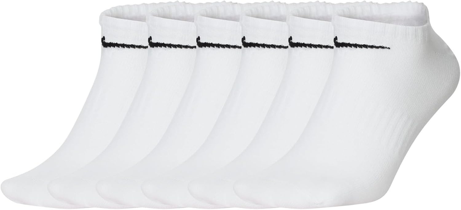 image:imageNike Unisex Adult Everyday Lightweight Training NoShow Socks 6 Pairs Mens and WomensWhiteBlack