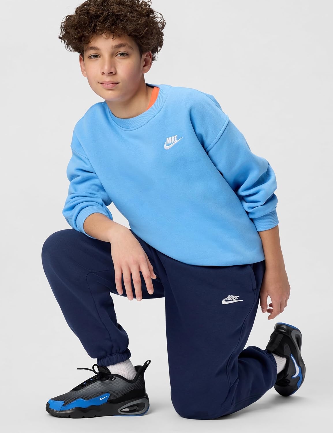 image:imageNike Unisex Big Kids Sportswear Club Fleece Loose Pants Boys and GirlsMidnight NavyWhite