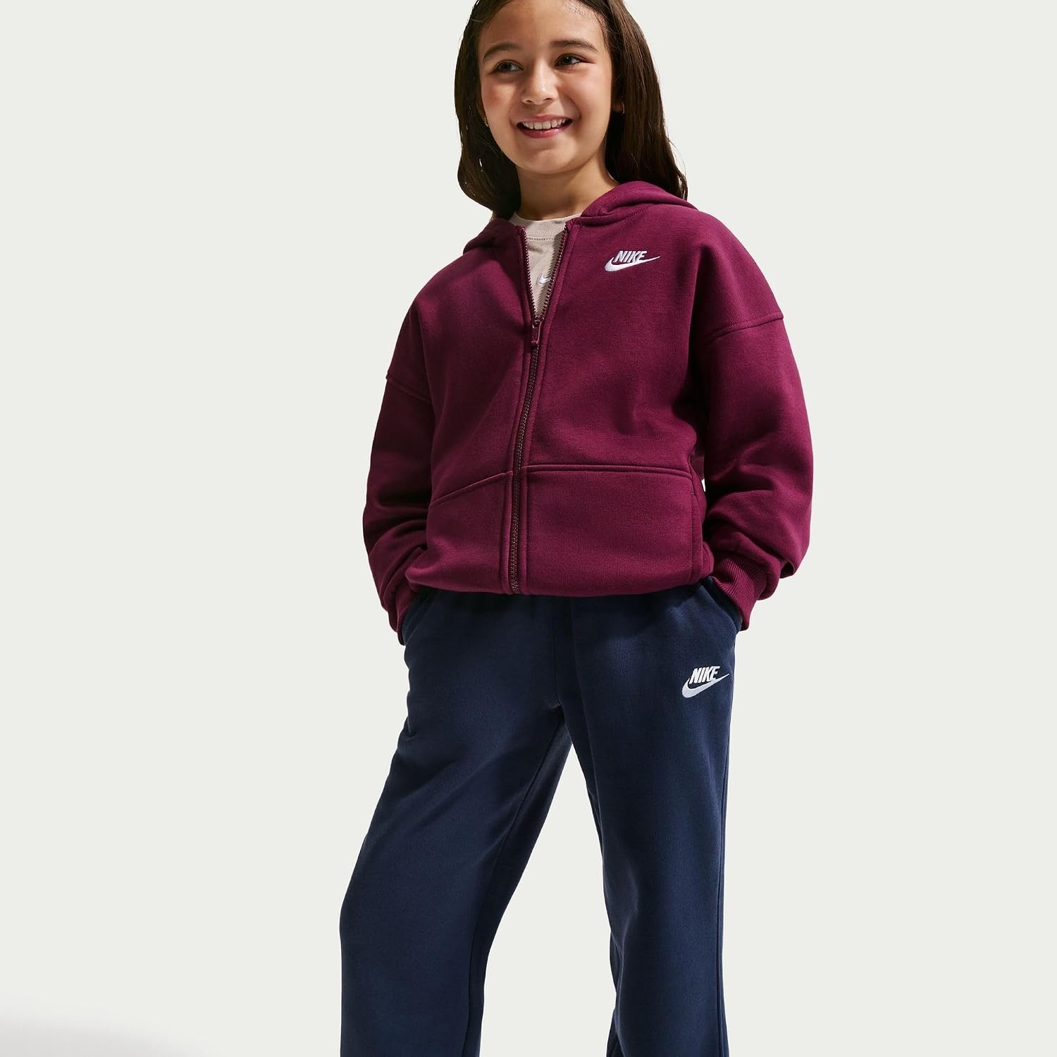 image:imageNike Unisex Big Kids Sportswear Club Fleece Loose Pants Boys and GirlsMidnight NavyWhite