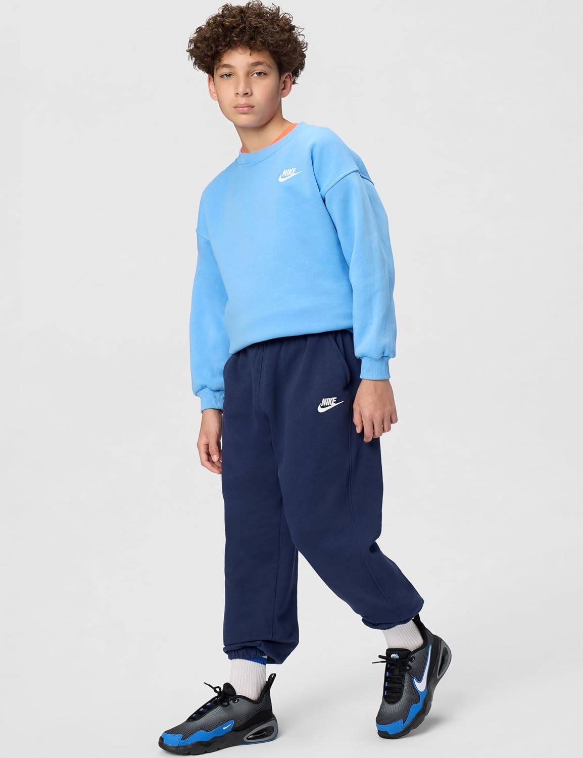 image:imageNike Unisex Big Kids Sportswear Club Fleece Loose Pants Boys and GirlsMidnight NavyWhite