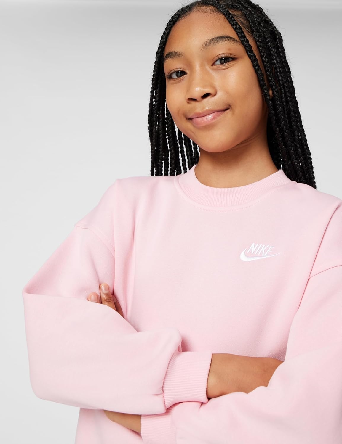 image:imageNike Unisex Big Kids Sportswear Club Fleece Oversized Sweatshirt Boys and GirlsMedium Soft PinkMedium Soft PinkWhite