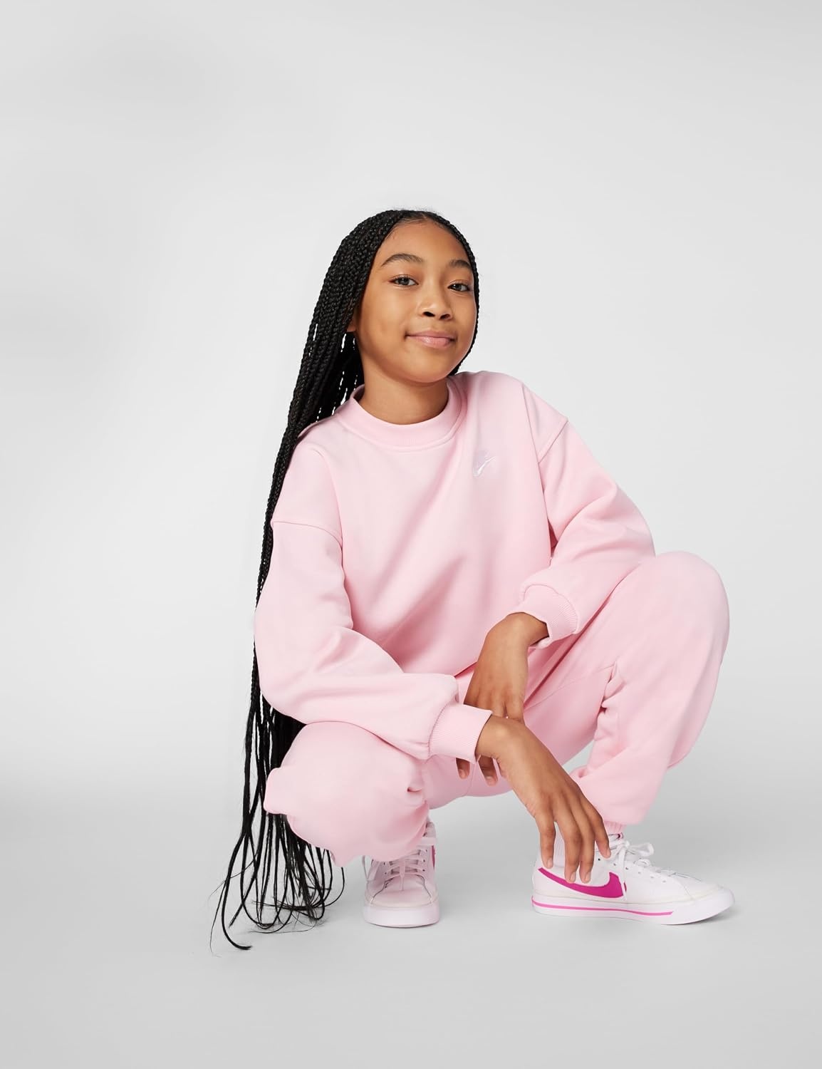 image:imageNike Unisex Big Kids Sportswear Club Fleece Oversized Sweatshirt Boys and GirlsMedium Soft PinkMedium Soft PinkWhite