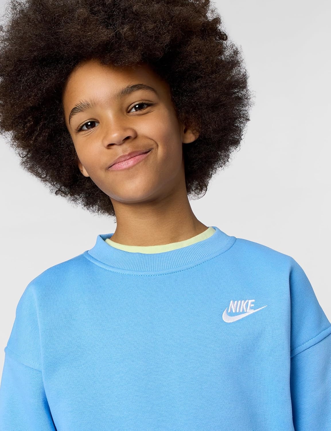 image:imageNike Unisex Big Kids Sportswear Club Fleece Oversized Sweatshirt Boys and GirlsUniversity BlueUniversity BlueWhite