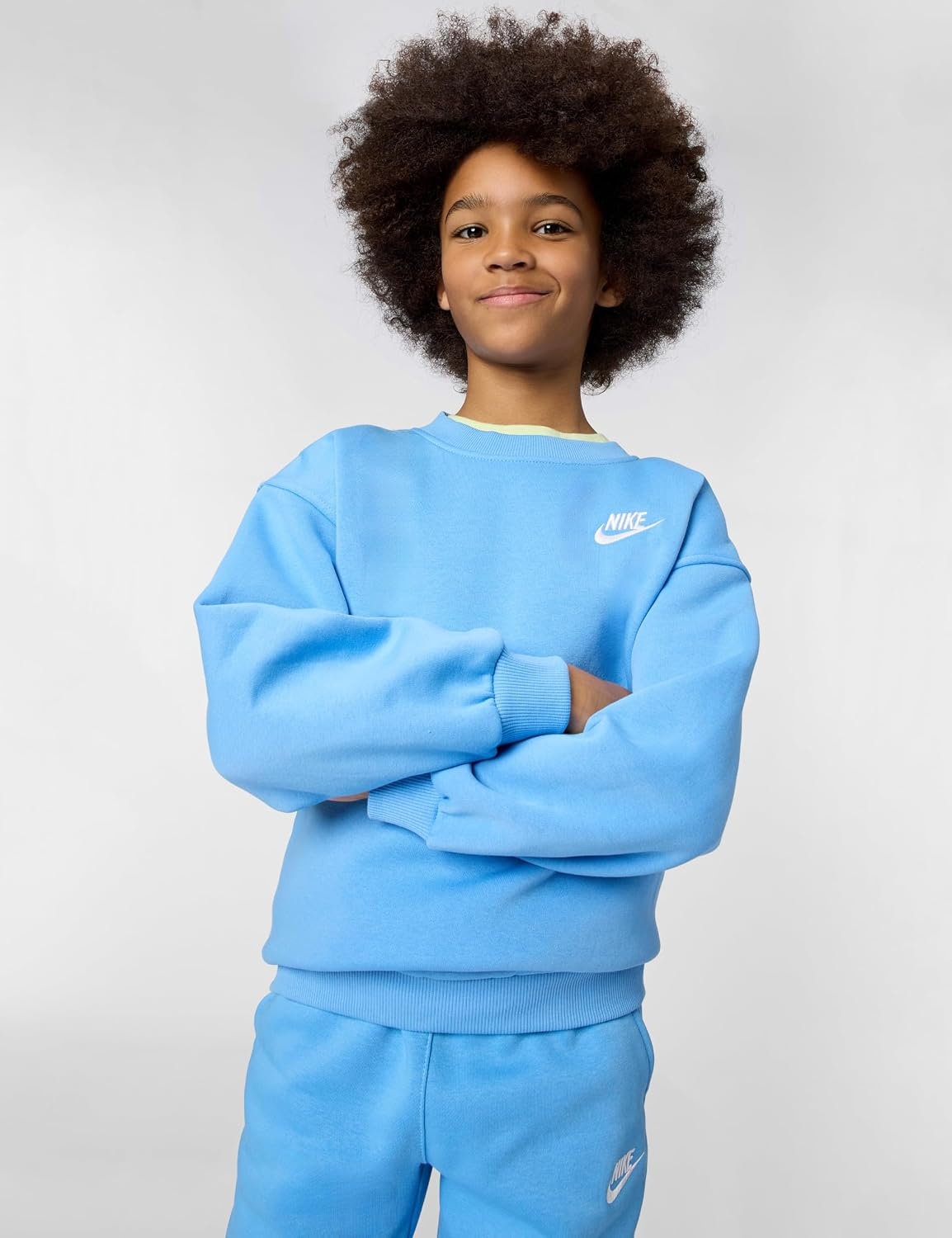 image:imageNike Unisex Big Kids Sportswear Club Fleece Oversized Sweatshirt Boys and GirlsUniversity BlueUniversity BlueWhite