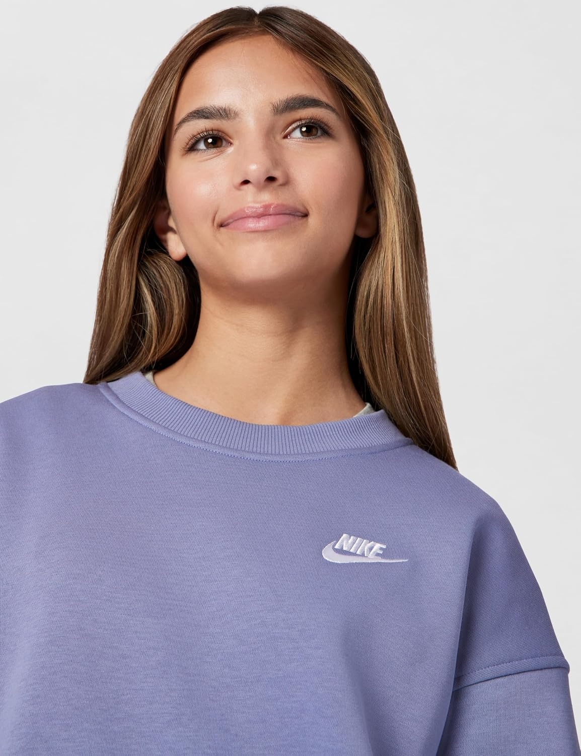 image:imageNike Unisex Big Kids Sportswear Club Fleece Oversized Sweatshirt Boys and GirlsWorld IndigoWhite