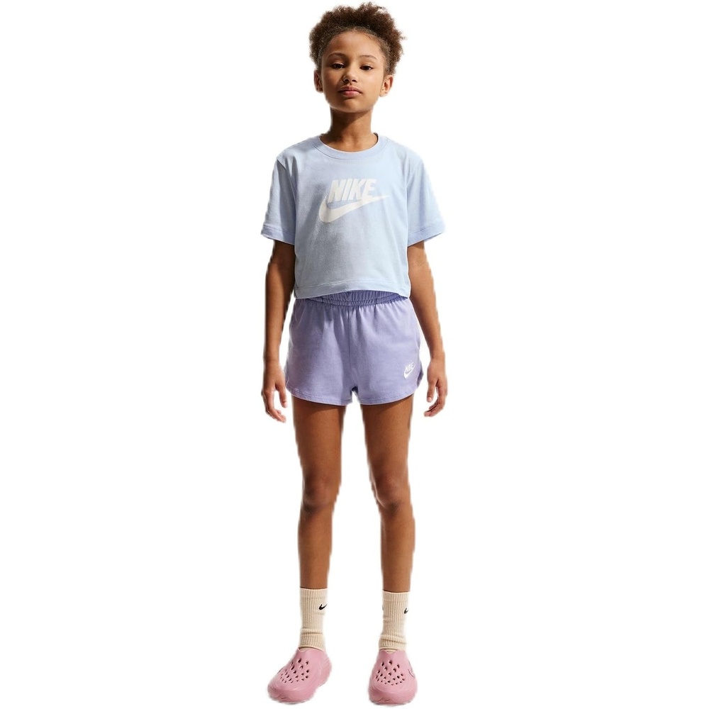 image:imageNike Girls Sportswear Cropped TShirt Large Swoosh LogoHydrogen Blue