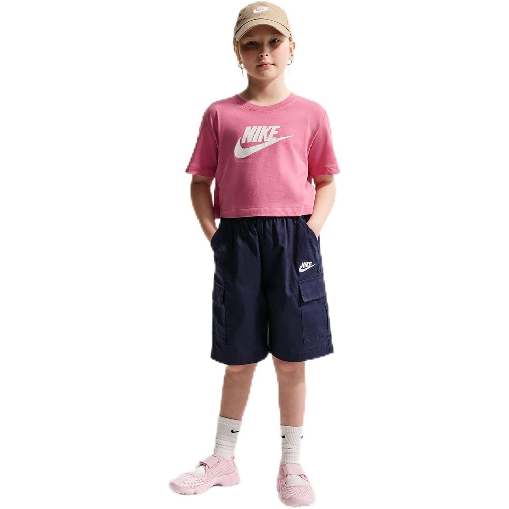 image:imageNike Girls Sportswear Cropped TShirt Large Swoosh LogoPeony