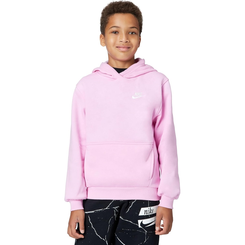 image:imageNike Kids Sportswear Club Fleece Pullover HoodiePink RiseWhite