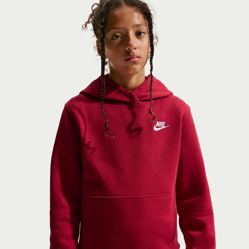 image:imageNike Kids Sportswear Club Fleece Pullover HoodieTough RedWhite