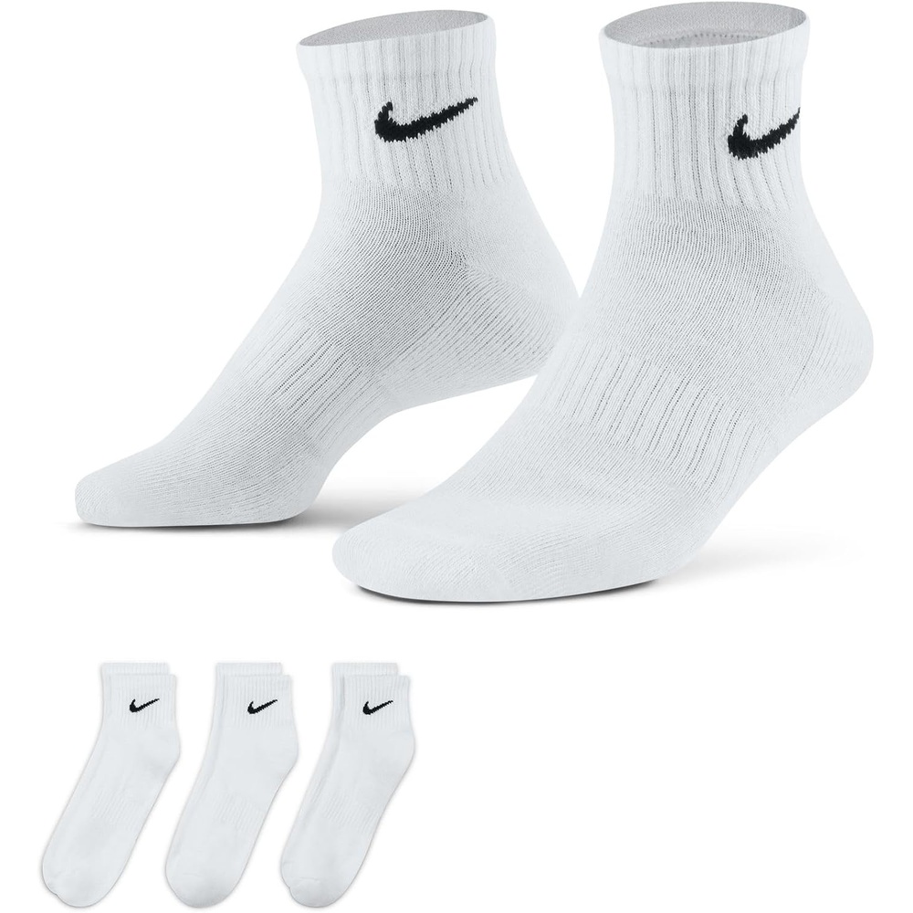image:imageNike Unisex Adult Everyday Cushioned Training Ankle Socks 3Pack Mens and WomensWhiteBlack