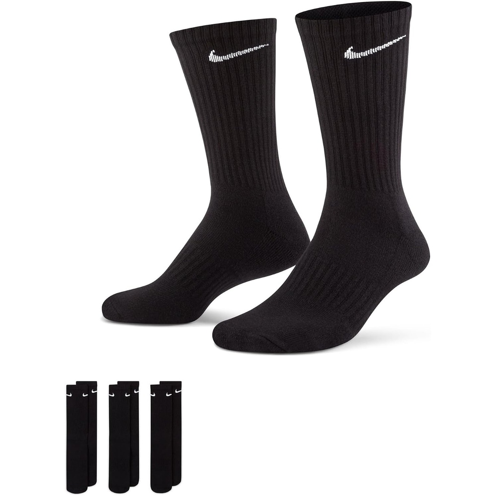image:imageNike Unisex Adult Everyday Cushioned Training Crew Socks 3Pack Mens and WomensBlackWhite