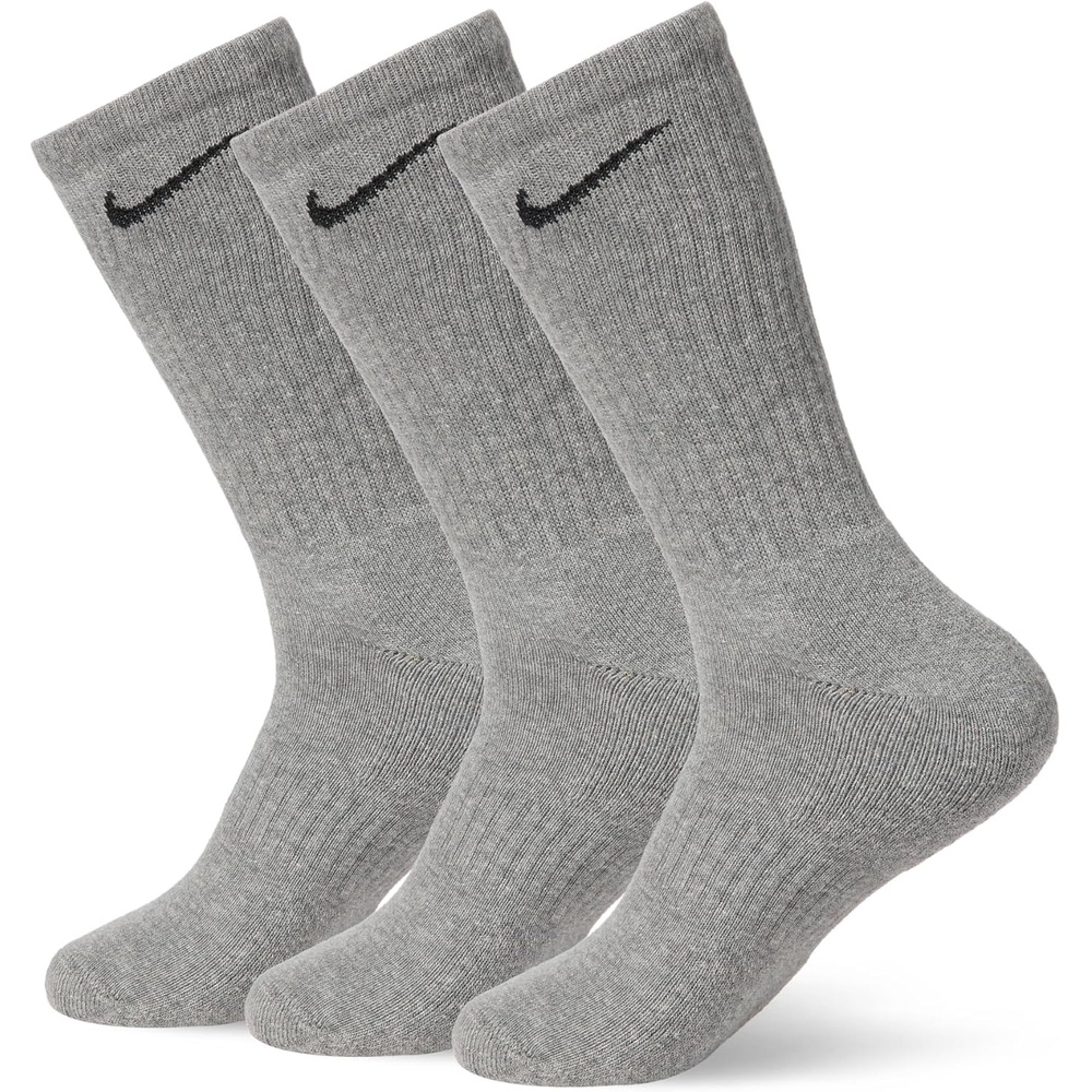 image:imageNike Unisex Adult Everyday Cushioned Training Crew Socks 3Pack Mens and WomensCarbon HeatherBlack