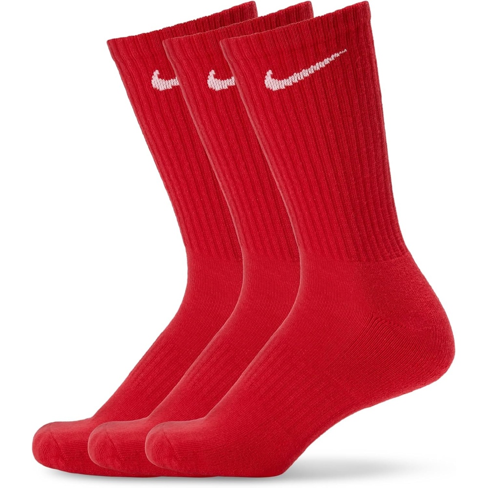 image:imageNike Unisex Adult Everyday Cushioned Training Crew Socks 3Pack Mens and WomensRedWhiteDeep Royal Blue