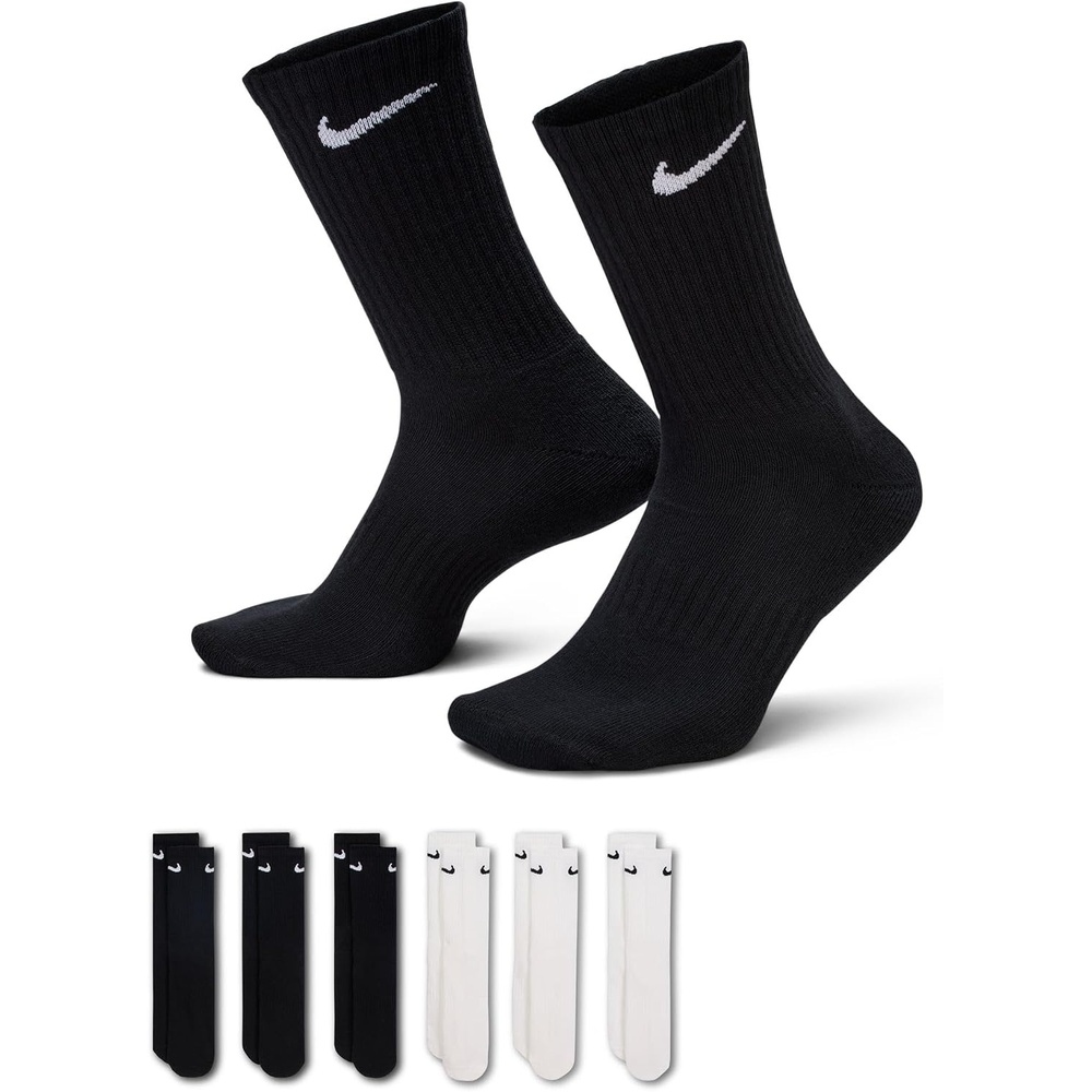 image:imageNike Unisex Adult Everyday Cushioned Training Crew Socks 6Pack Mens and WomensBlack WhiteWhite Black