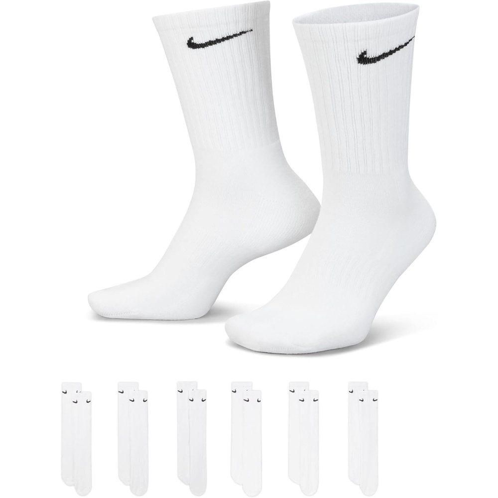 image:imageNike Unisex Adult Everyday Cushioned Training Crew Socks 6Pack  Mens and WomensWhiteBlack