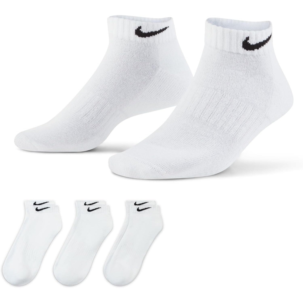 image:imageNike Unisex Adult Everyday Cushioned Training Low Socks 3Pack Mens and WomensWhiteBlack