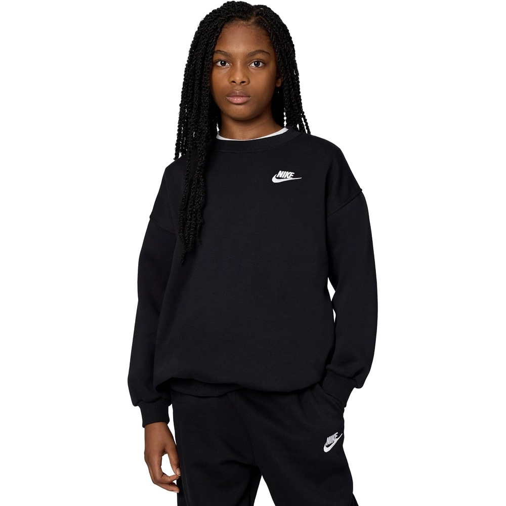 image:imageNike Unisex Big Kids Sportswear Club Fleece Oversized Sweatshirt Boys and GirlsBlackWhite