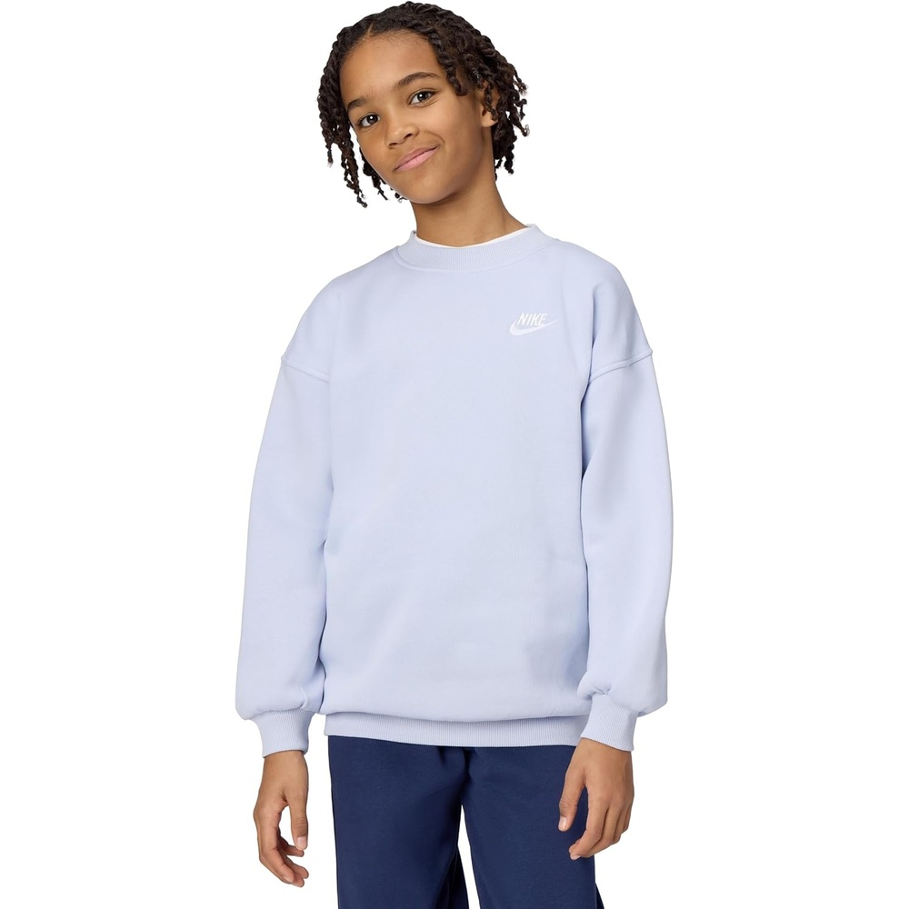 image:imageNike Unisex Big Kids Sportswear Club Fleece Oversized Sweatshirt Boys and GirlsGhostGhostWhite