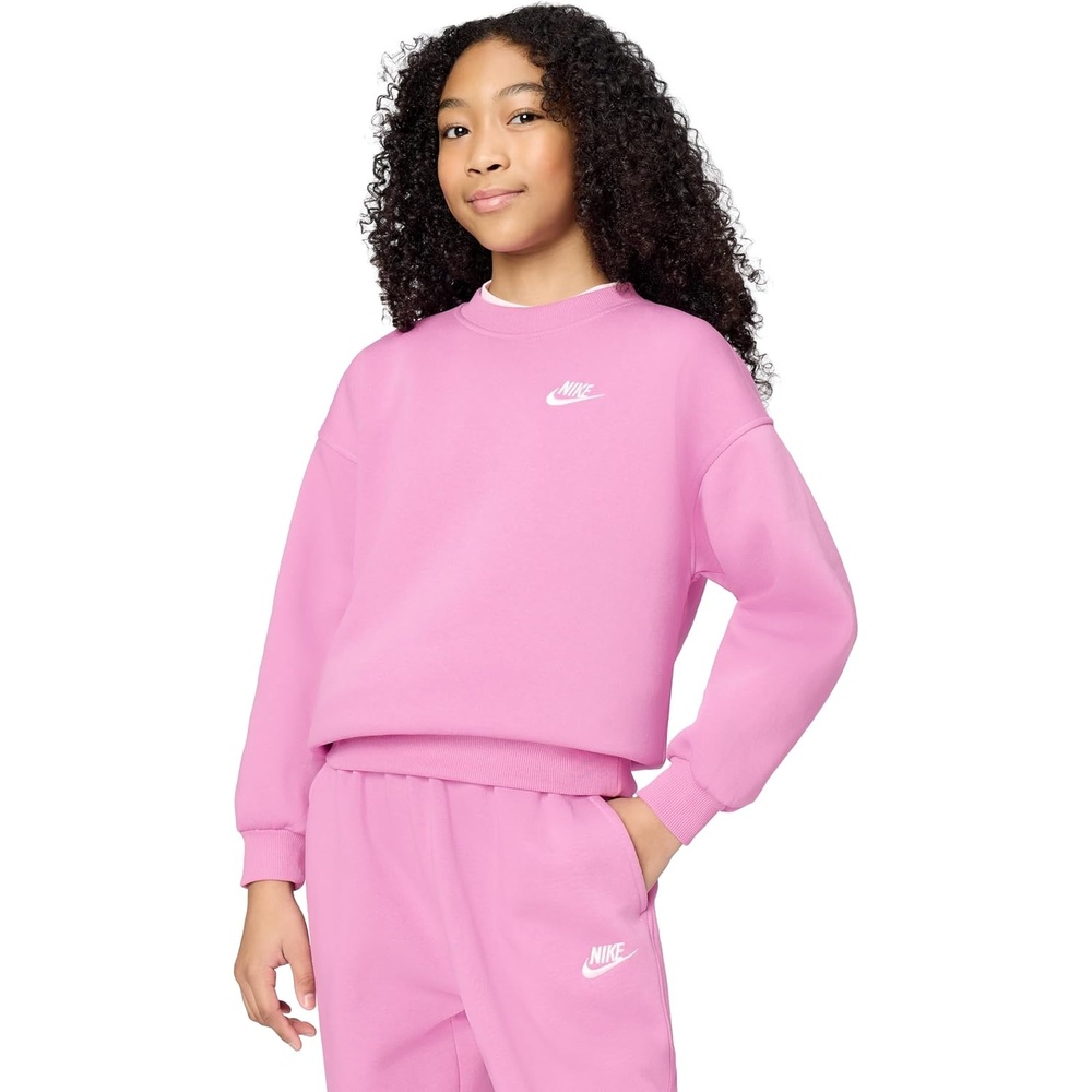 image:imageNike Unisex Big Kids Sportswear Club Fleece Oversized Sweatshirt Boys and GirlsLight MagentaLight MagentaWhite