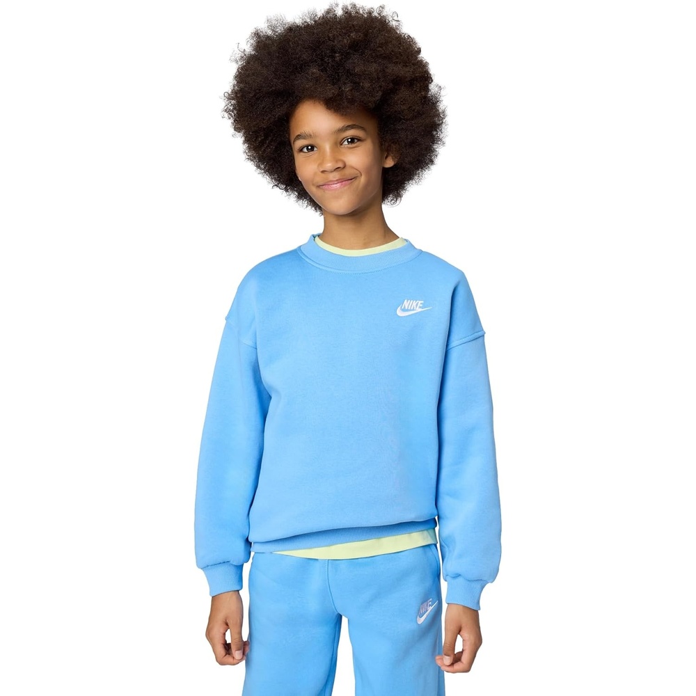 image:imageNike Unisex Big Kids Sportswear Club Fleece Oversized Sweatshirt Boys and GirlsUniversity BlueUniversity BlueWhite