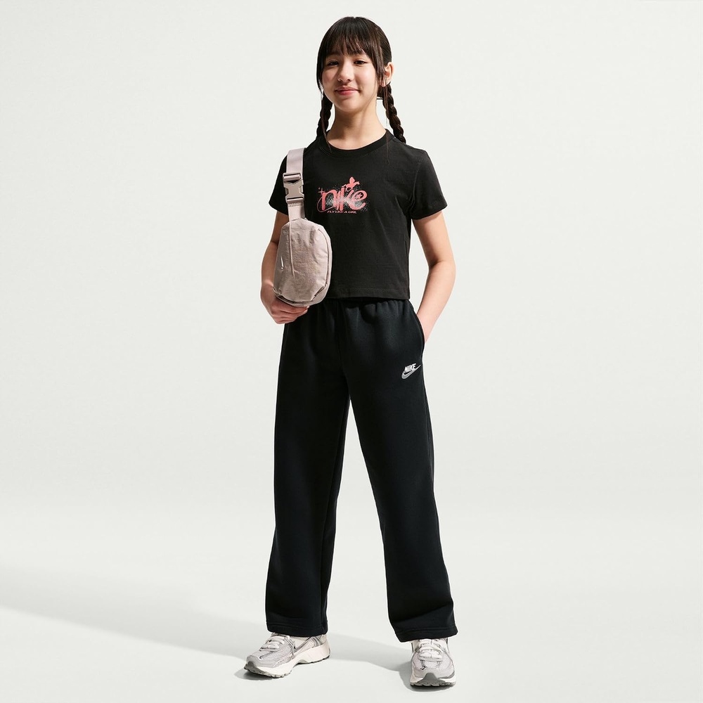 image:imageNike Unisex Big Kids Sportswear Loose OpenHem Pants  Boys and GirlsBlackWhiteWolf Grey