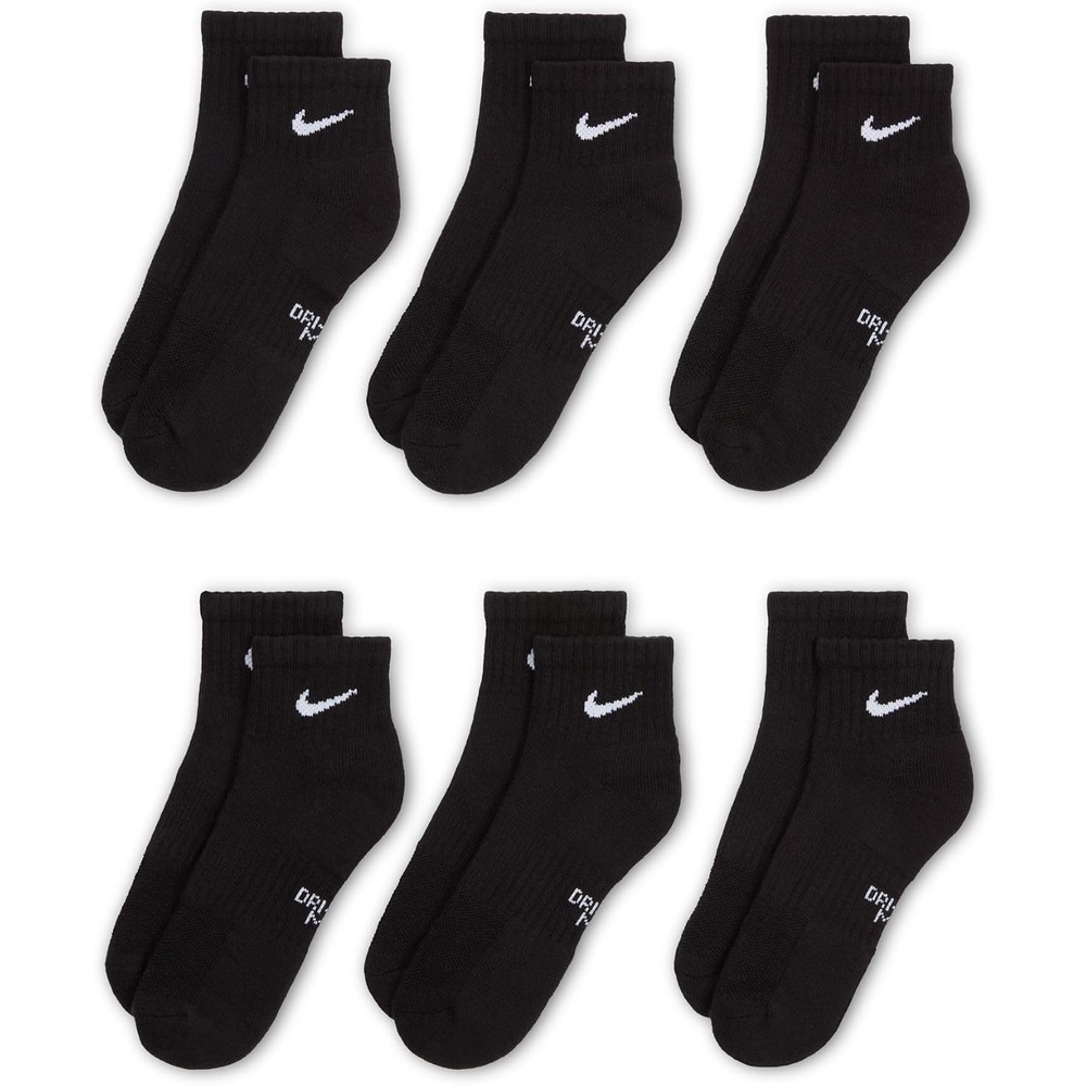 image:imageNike Unisex Kids Everyday Cushioned Ankle Socks 6Pack Boys and GirlsBlackWhite