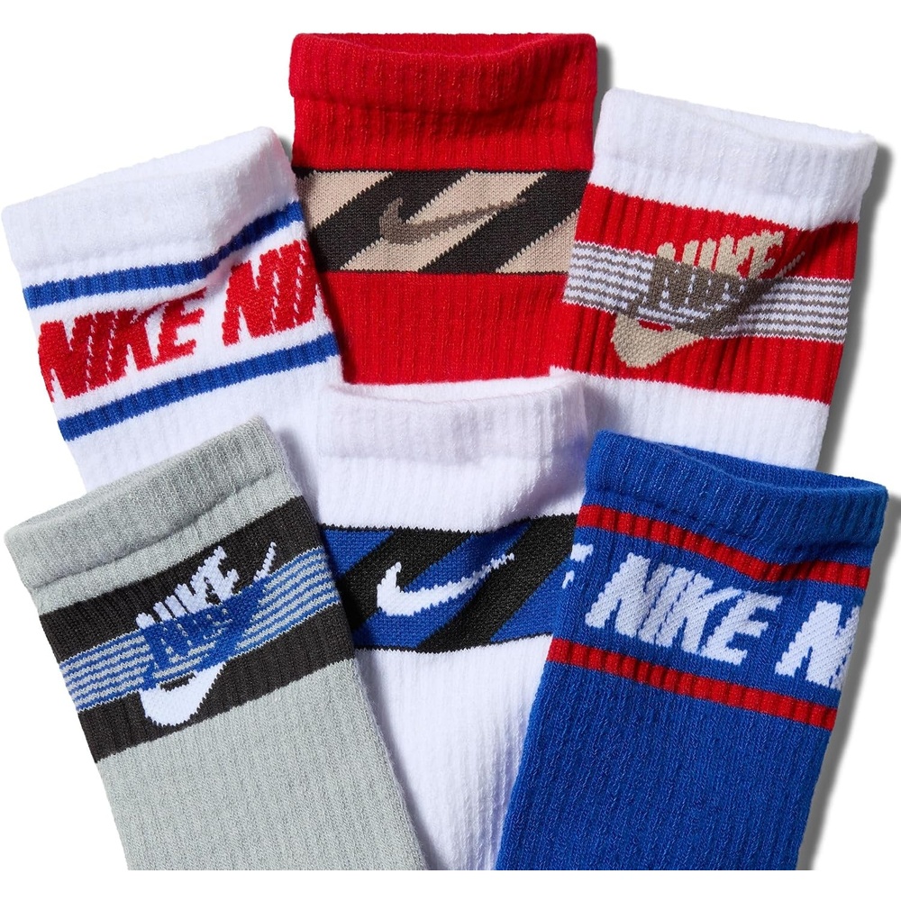 image:imageNike Unisex Kids Everyday Cushioned Crew Socks 6Pack  Boys and GirlsWhiteLight Smoke GreyUniversity RedGame RoyalCave Stone