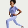 Nike Girls’ One Dri-FIT High-Waisted Leggings(Light Thistle/White)