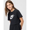 Nike Girls’ Sportswear Cropped T-Shirt (Large Swoosh Logo)(Black)