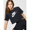 Nike Girls’ Sportswear Cropped T-Shirt (Large Swoosh Logo)(Black)