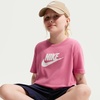 Nike Girls’ Sportswear Cropped T-Shirt (Large Swoosh Logo)(Peony)