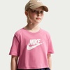 Nike Girls’ Sportswear Cropped T-Shirt (Large Swoosh Logo)(Peony)