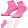 Nike Unisex Adult Everyday Cushioned Training Ankle Socks (3-Pack) | Mens and Womens(Pink/Sail/Pink Foam)