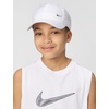 Nike Unisex Big Kids’ Club Dri-FIT Unstructured Metal Swoosh Cap Hat | Boys and Girls(White/Metallic Silver)