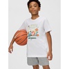 Nike Unisex Big Kids’ Sportswear Club Boxy Rest T-Shirt – Boys and Girls(White)