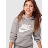 Nike Unisex Big Kids’ Sportswear Club Fleece Hoodie – Boys and Girls Sweatshirt(Dark Grey Heather/White)