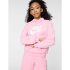 Nike Unisex Big Kids’ Sportswear Club Fleece Hoodie – Boys and Girls Sweatshirt(Medium Soft Pink/White)