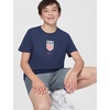 Nike Unisex Big Kids’ Sportswear Club World Cup T-Shirt – Boys and Girls((Usa) Midnight Navy)