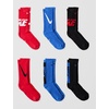 Nike Unisex Kids’ Everyday Cushioned Crew Socks (6-Pack) | Boys and Girls(Black/Red/Blue/Multicolor)