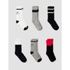Nike Unisex Kids’ Everyday Cushioned Crew Socks (6-Pack) | Boys and Girls(White/Black/Grey)