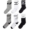 Nike Unisex Kids’ Everyday Cushioned Crew Socks (6-Pack) | Boys and Girls(White/Black/Grey)