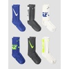 Nike Unisex Kids’ Everyday Cushioned Crew Socks (6-Pack) | Boys and Girls(White/Grey/Blue/Multicolor)