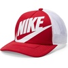 Nike Unisex Big Kids’ Rise Structured Trucker Cap Hat | Boys and Girls(Gym Red/White/White)