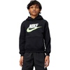 Nike Unisex Big Kids’ Sportswear Club Fleece Hoodie – Boys and Girls Sweatshirt(Black/White/Light Liquid Lime)