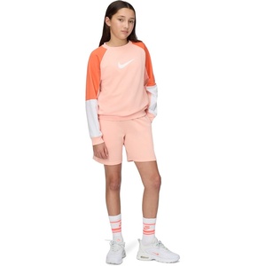 Nike Big Kids’ Sportswear Tracksuit – Boys and Girls Two Piece Set Sweatshirt Shorts(Arctic Orange/Turf Orange/White/White)
