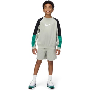 Nike Big Kids’ Sportswear Tracksuit – Boys and Girls Two Piece Set Sweatshirt Shorts(Spruce Fog/Black/Malachite/White)