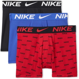 Nike Boys’ Dri-FIT Essentials Micro Multi-Pack Boxer Briefs(University Red Printed/Black 3-pack)