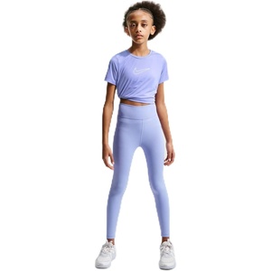 Nike Girls’ One Dri-FIT High-Waisted Leggings(Light Thistle/White)