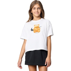 Nike Girls’ Sportswear Boxy Bear T-Shirt(White)